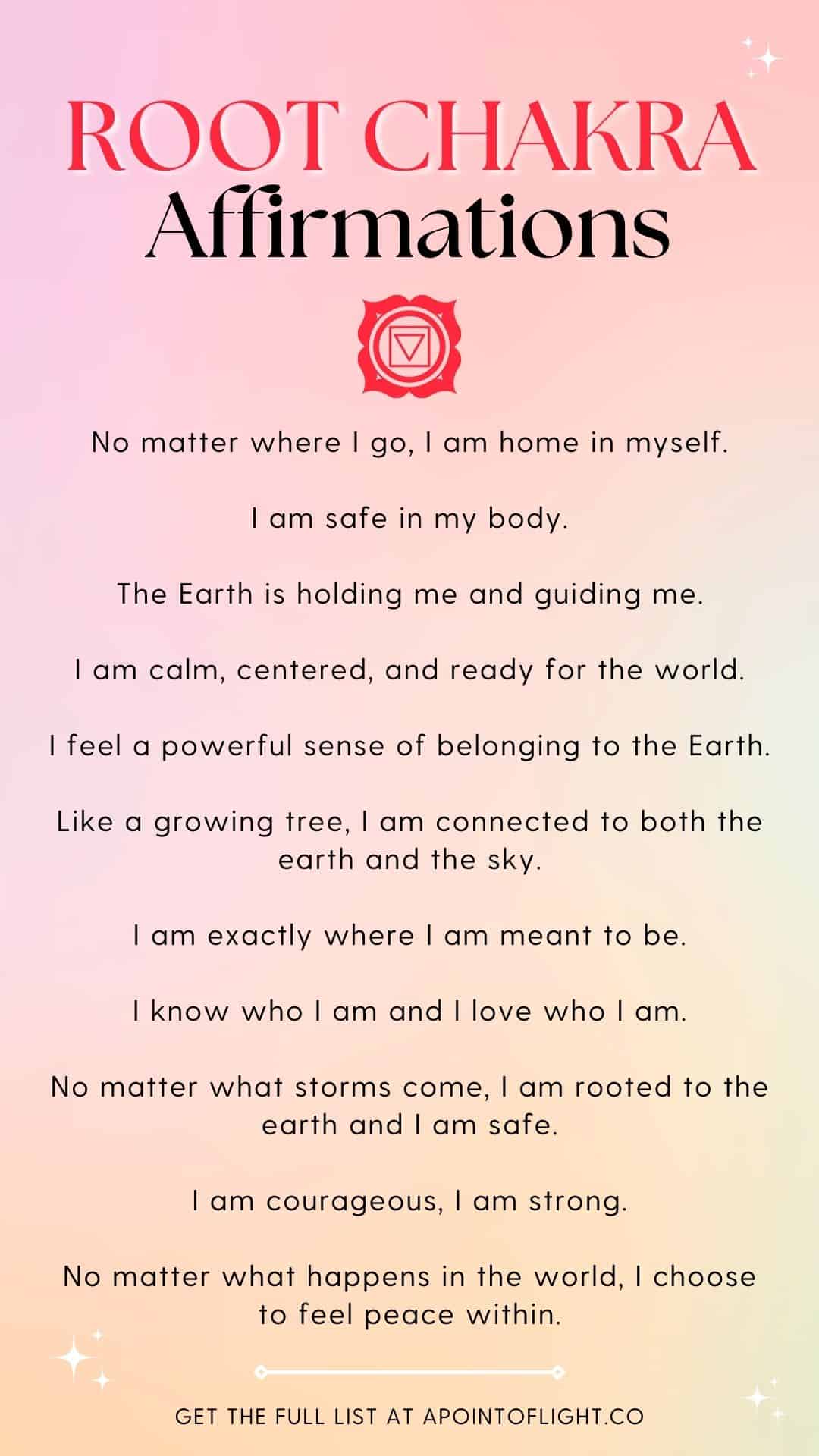 root chakra affirmations feel safe and grounded